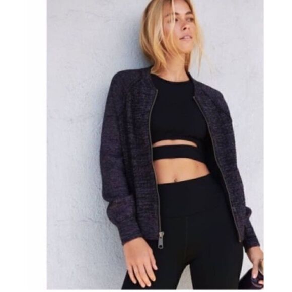 Free People Naomi Full Zip Sweater Sports Jacket Purple Black Size XS - Picture 3 of 12